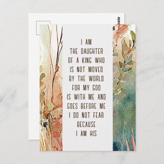 Ich bin die Tochter eines Christlichen Glaubenssat Postkarte (Vorne/Hinten)