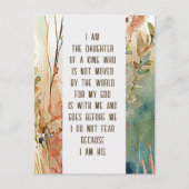 Ich bin die Tochter eines Christlichen Glaubenssat Postkarte (Vorderseite)