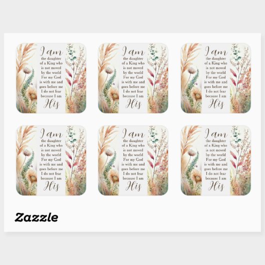 Ich bin die Tochter eines Christlichen Glaubenssat Quadratischer Aufkleber (Blatt)