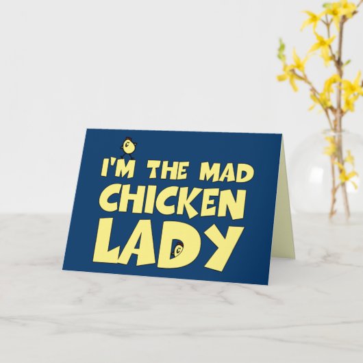 Ich bin die verrückte Hühnerfrau Karte (Gelbe Blume)