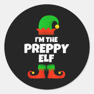 Ich bin die vornehme Elf-Familien-Pyjama-Weihnacht Runder Aufkleber