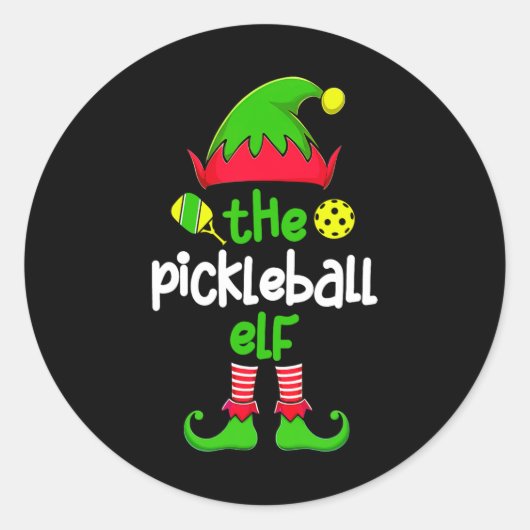 Ich bin die Weihnachtsfamilie von Pickleball Elf,  Runder Aufkleber (Vorderseite)