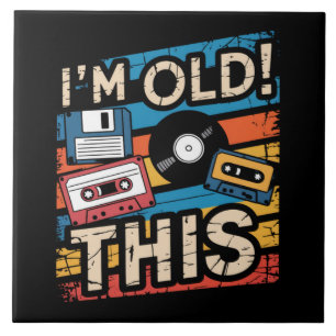 Ich bin diese alte farbenfrohe Retro-Musik-Nostalg Fliese