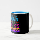Ich bin dieser Mann, aber sie ist die BOSS Zweifarbige Tasse (VorderseiteRechts)