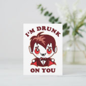 Ich bin dir Betrunken | Niedliche Vampire-Liebe Postkarte (Stehend Vorderseite)