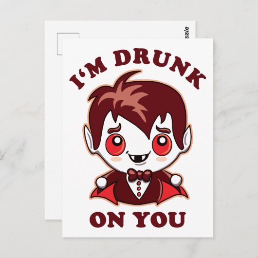 Ich bin dir Betrunken | Niedliche Vampire-Liebe Postkarte (Vorne/Hinten)