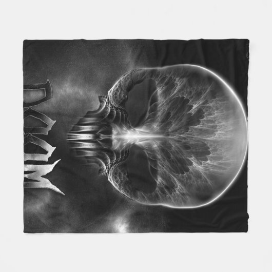 Ich bin Doom Fraktal Skull Fleecedecke (Vorderseite (Horizontal))