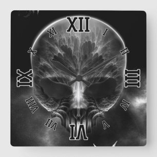 Ich bin Doom Fraktal Skull Quadratische Wanduhr