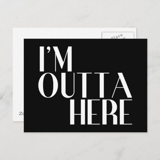 Ich bin draußen, hier ist sonnige Abschied Postkarte (Vorne/Hinten)