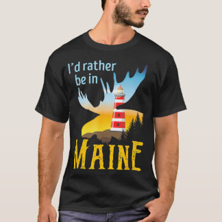 Ich bin eher in Maine Moose Lighthouse Travel Vaca T-Shirt