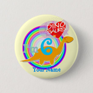 Ich bin ein 6 Geburtstags-Cartoon-Dinosaurier Ihr Button