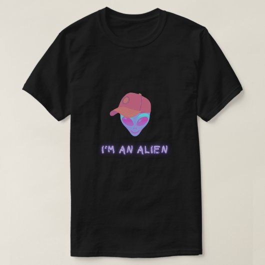 "ICH BIN EIN ALIEN" T-Shirt - Hut (Design vorne)