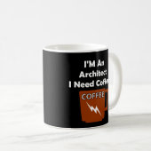 Ich bin ein Architekt, ich benötige Kaffee! Kaffeetasse (VorderseiteRechts)