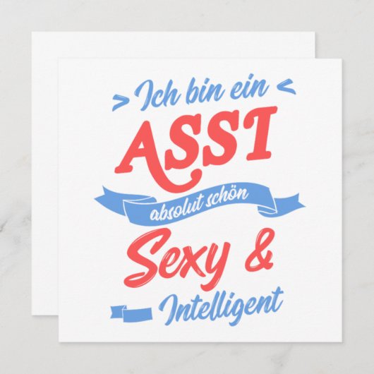 Ich Bin Ein Assi Arbeitslos Hartz 4 Arbeitslosig k Einladung (Vorne/Hinten)