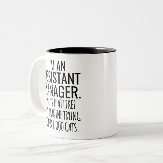Ich bin ein Assistenzmanager, wie das einfach ist Zweifarbige Tasse (Vorderseite Links)