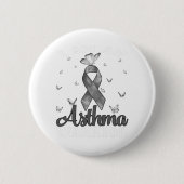 Ich bin ein Asthma Warrior Gray Awareness Ribbon Button (Vorderseite)