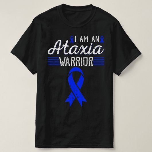 Ich bin ein Ataxia Warrior Blue Ribbon Awareness T T-Shirt (Design vorne)