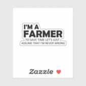 Ich bin ein Bauer Lustige Sprüche, die Geschenke f Aufkleber (Blatt)