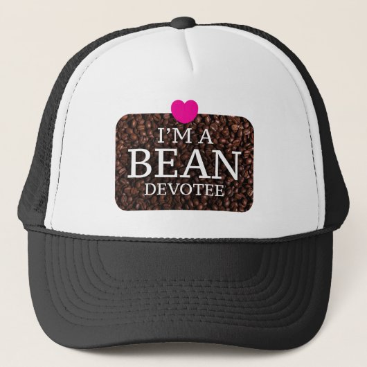 Ich bin ein Bean Devotee, Kaffee Print Trucker Hut Truckerkappe (Vorderseite)