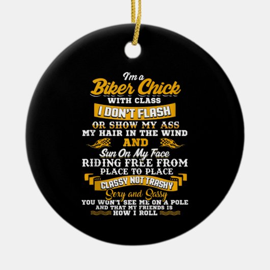 Ich bin ein Biker Chick Geschenk für Motorradliebh Keramik Ornament (Vorne)
