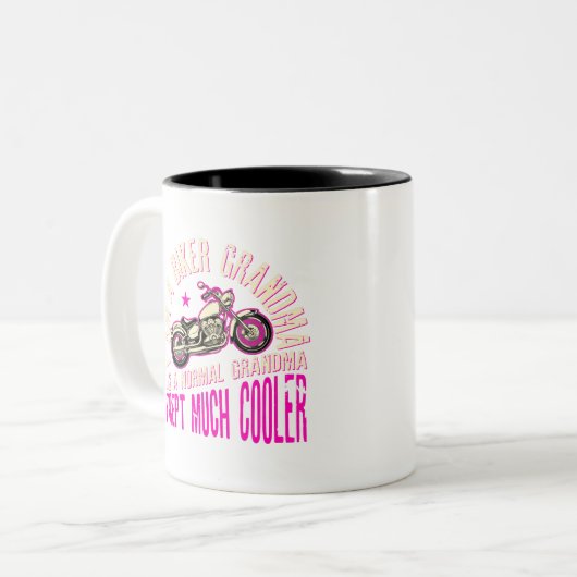 Ich bin ein Biker-Oma Cooles Funny-Geschenk für Bi Zweifarbige Tasse (Vorderseite Links)