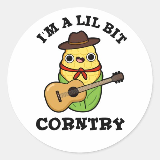 Ich bin ein bisschen Corntry Funny Country Mais Pu Runder Aufkleber (Vorderseite)