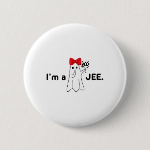 Ich bin ein Boo Jee Funny Niedlich Red Bow Girl La Button