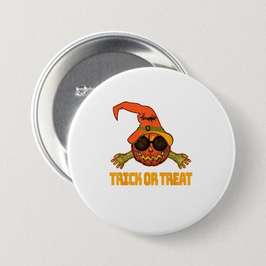 Ich bin ein böser Kürbistrick oder greife Hallowee Button (Vorne & Hinten)