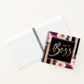 Ich bin ein Boss Floral Black Rose Gold Glitzer Notizblock (Innenseite)