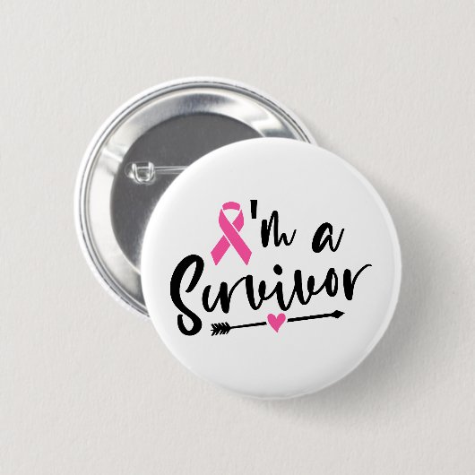 Ich bin ein Brustkrebs-Überlebender Button (Vorne & Hinten)