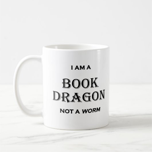 Ich bin ein Buch-Drache nicht ein Wurm Kaffeetasse (Links)