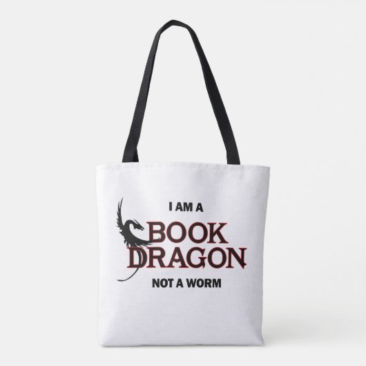 Ich bin ein Buch-Drache, nicht ein Wurm Tasche (Rückseite)