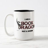 Ich bin ein Buch-Drache, nicht ein Wurm Zweifarbige Tasse (Links)