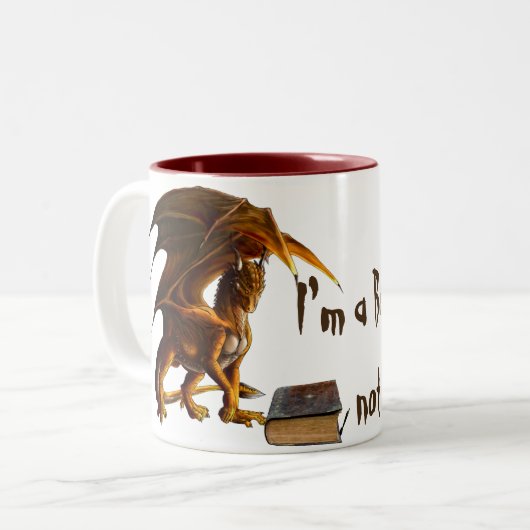 Ich bin ein Buch DRACHE, nicht ein Wurm Zweifarbige Tasse (Vorderseite Links)