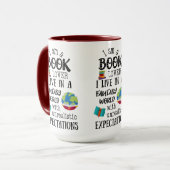 Ich bin ein Buch in einer Fantasiewelt Tasse (Vorderseite Links)