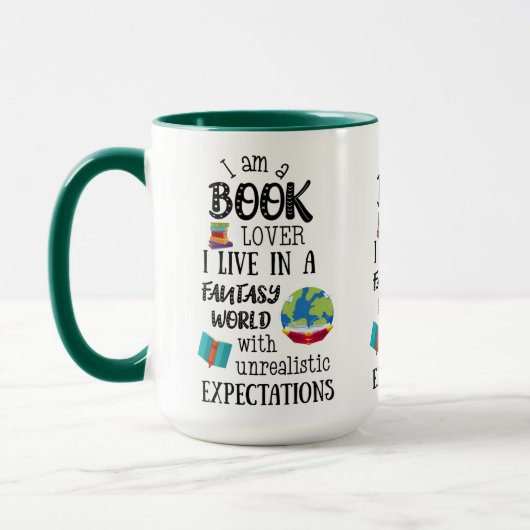 Ich bin ein Buch in einer Fantasiewelt Tasse (Links)