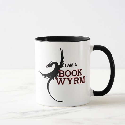 Ich bin ein Buch Wyrm (eine Seite gedruckt) Tasse (Rechts)