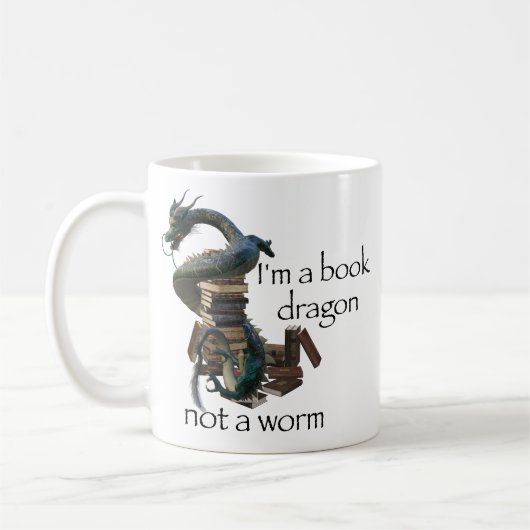 Ich bin ein Buchdrache, kein Worm-Ost Kaffeetasse (Links)