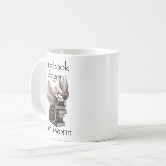 Ich bin ein Buchdrache, kein Wurm Kaffeetasse (Vorderseite Links)