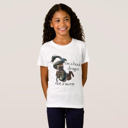 Ich bin ein Buchdrache, kein Wurm T-Shirt (Vorne ganz)