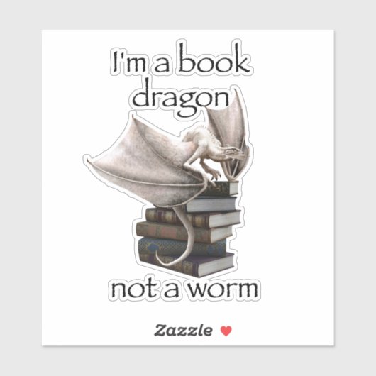 Ich bin ein Buchdrache kein Wurm Wyvern Wyrm Aufkleber (Blatt)