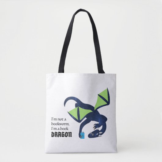 Ich bin ein Buchdrache Tasche (Vorderseite)