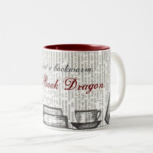 Ich bin ein Buchdrache Zweifarbige Tasse (VorderseiteRechts)