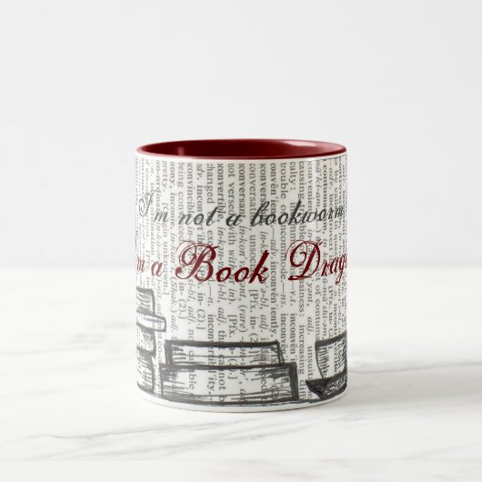 Ich bin ein Buchdrache Zweifarbige Tasse (Mittel)