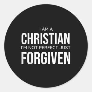 Ich bin ein Christ Ich bin nicht perfekt, nur verg Runder Aufkleber