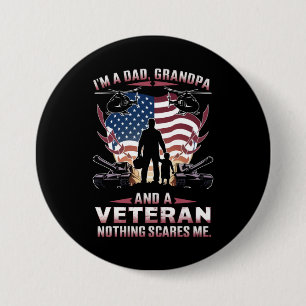 Ich bin ein Dad, Opa und Veteran. Fathers Day Vete Button