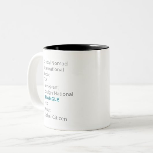 Ich bin ein… Dreieck (rechtshändig) Zweifarbige Tasse (Vorderseite Links)