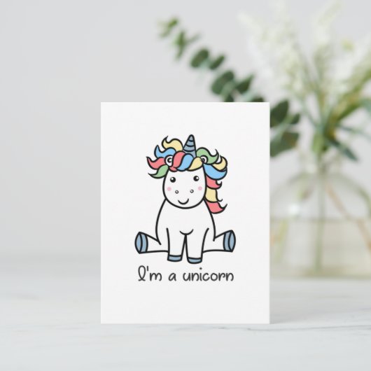 Ich bin ein Einhorn! Postkarte (Stehend Vorderseite)