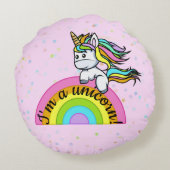 Ich bin ein Einhorn - Rundes Kissen (Rückseite)