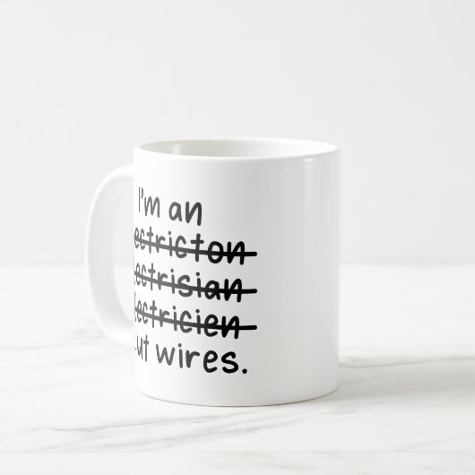 Ich bin ein Elektriker, ich schneide Kabel Kaffeetasse (Vorderseite Links)